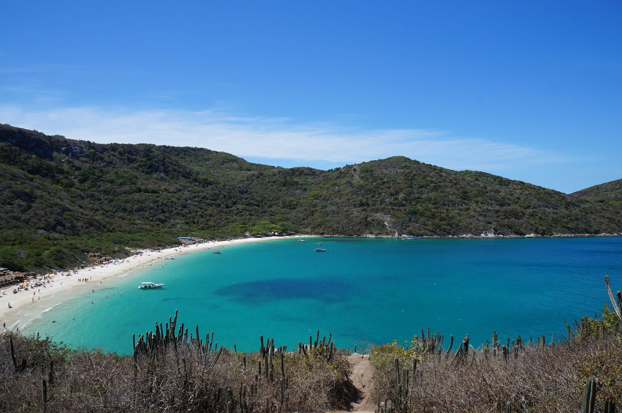 Praia do Forno vista do alto, com mar turquesa, Arraial do Cabo